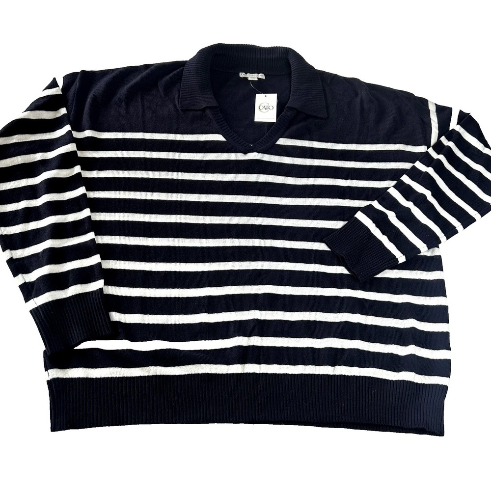 NWT Cato casual lightweight Navy/white sizeโ L Nautical Coastal Grandma